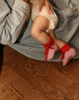 Booties cotton candy red